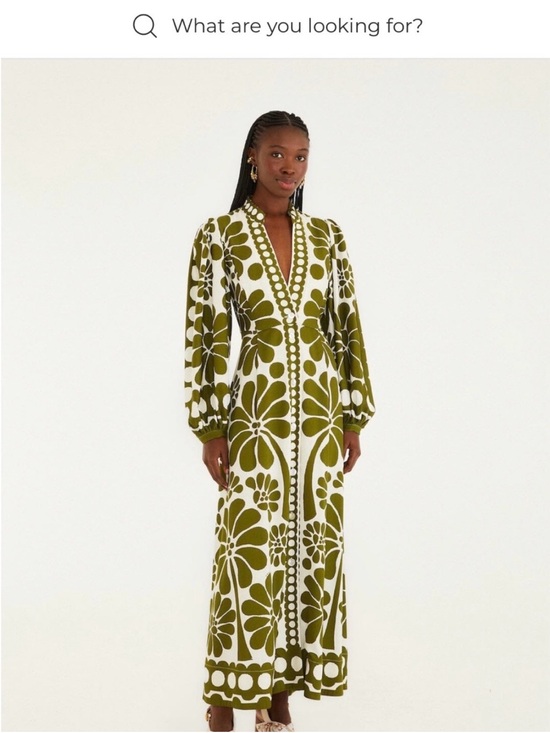 FARM Rio Dresses & Skirts - FARM Rio Olive & White Floral V-Neck Maxi Dress